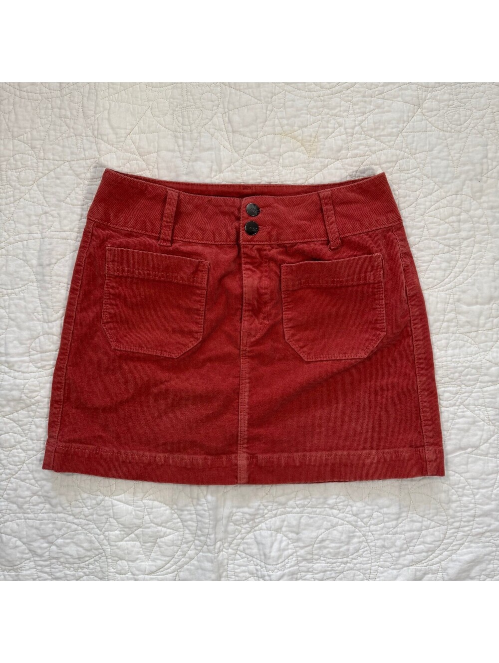 Astor Denim Rust Red Corduroy Mini Skirt Size small